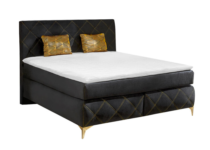 Boxspringbett Lilly Mix 180 x 200 cm schwarz/ goldfarbig