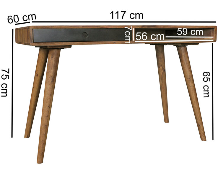Schreibtisch Wexford Massivholz braun/schwarz