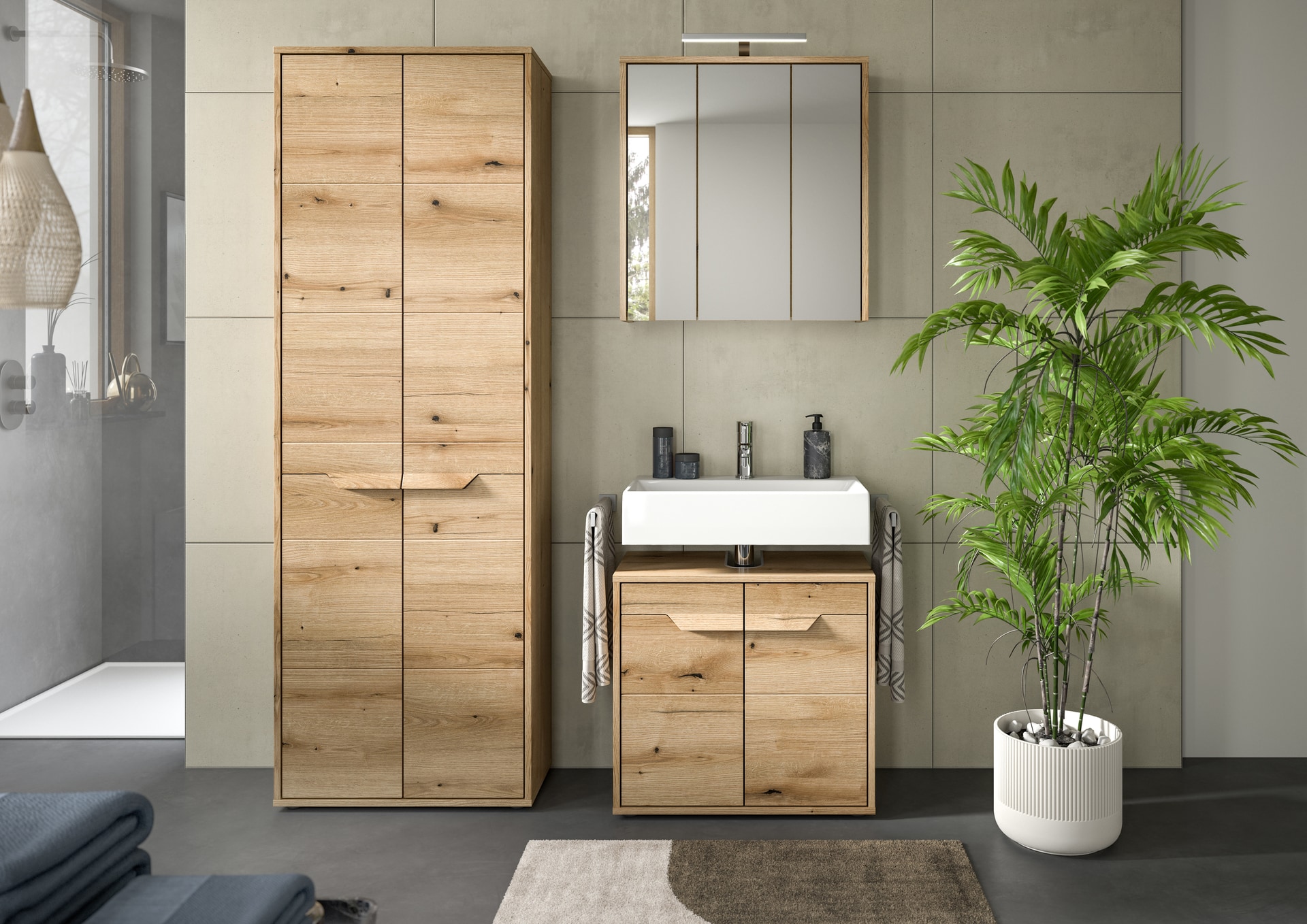 Badkombination Zeno Evoke Oak B/H/T 143x189x34 cm