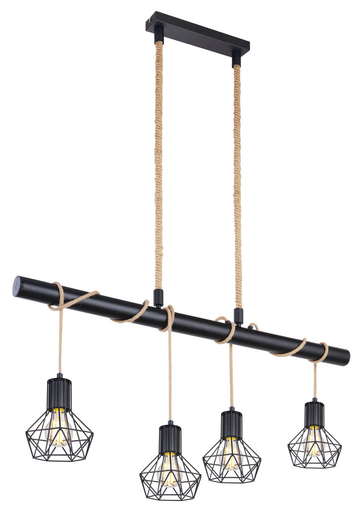 PRISKA Pendellampe schwarz 54017-4H, B/H/T: 100 x 120 x 15 cm, Metall