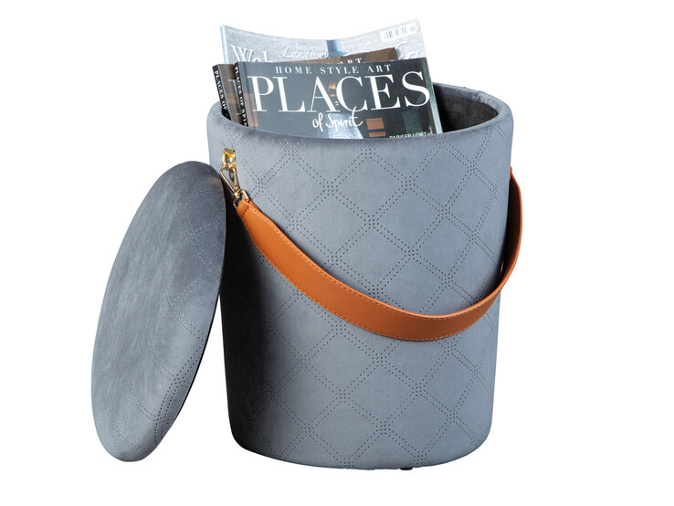 Hocker Tino Samtvelours Grau 30 x 38 x 30 cm