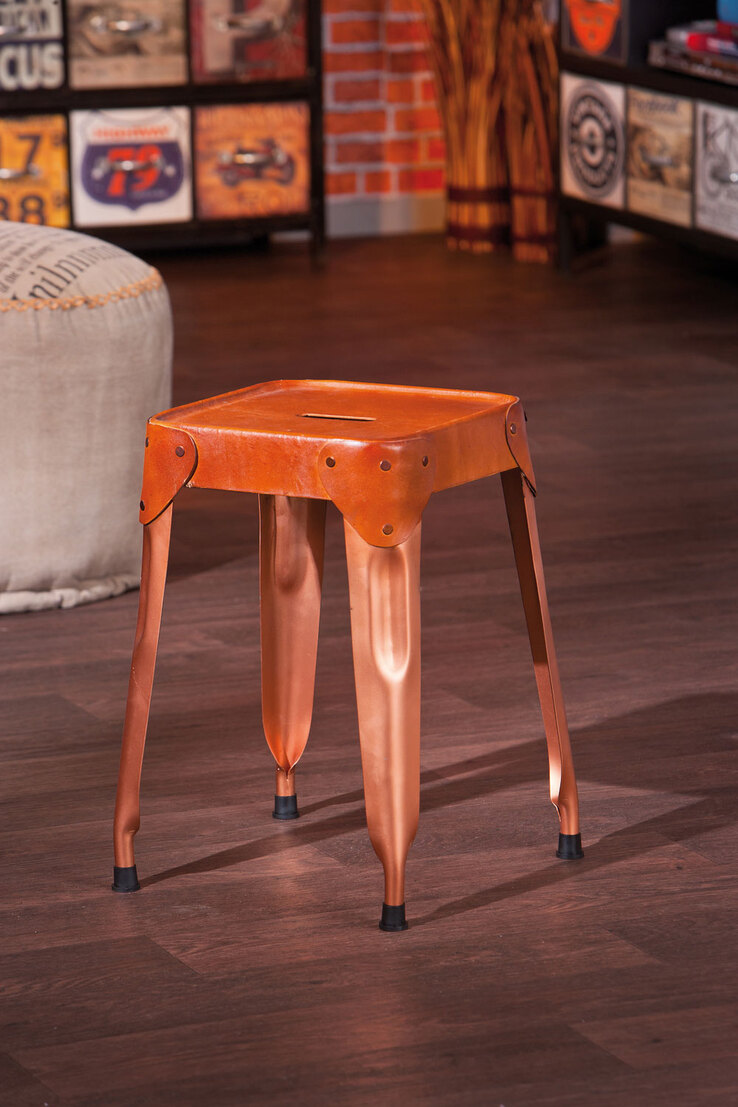 Hocker Nico Ledersitz / kupferfarbig 35 x 45 x 35 cm