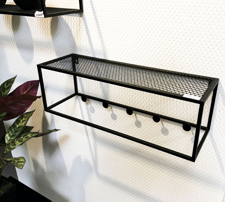 Wandgarderobe Leicester 5 Schwarz Metall 50 x 16 cm