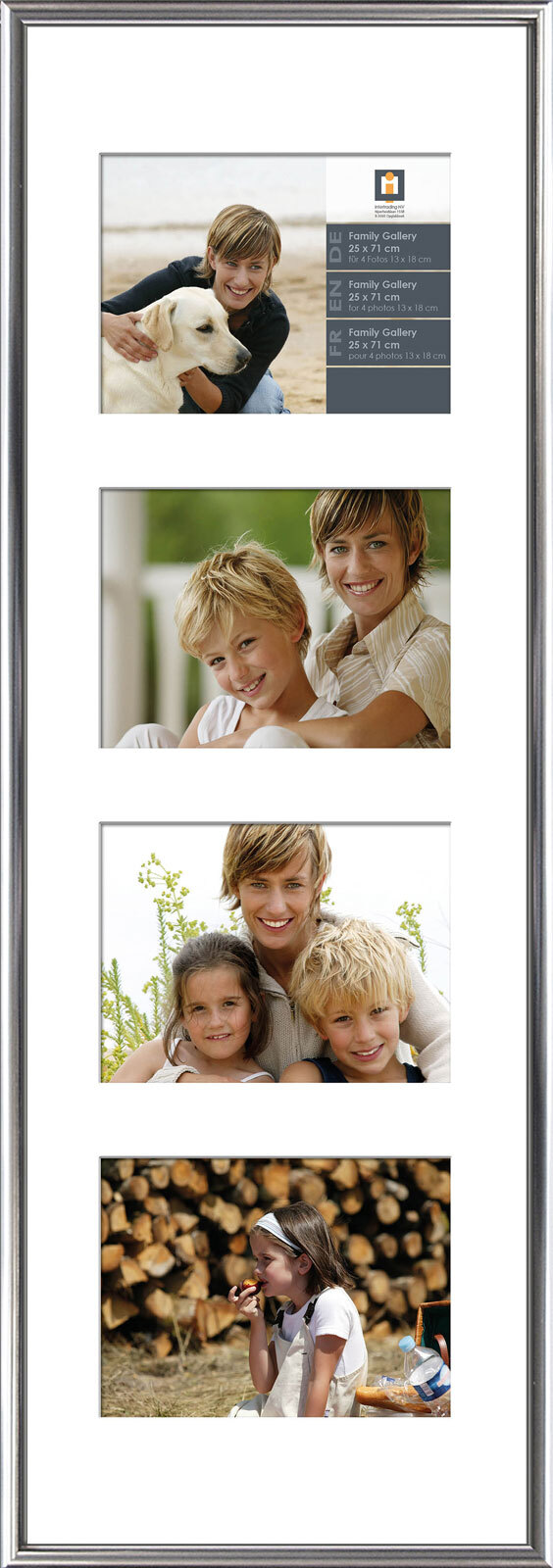Bilderrahmen Multishot Linie 1 Kunststoff Silberfarbig 25x71 cm