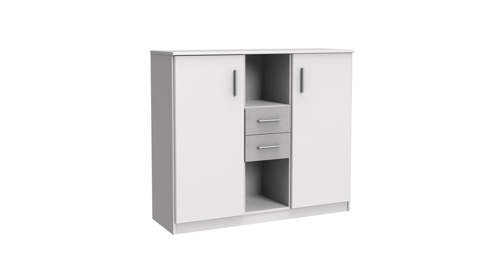 Highboard Joker Weiß/Absetzung Beton-Optik Lichtgrau 124 x 105 x 41 cm 