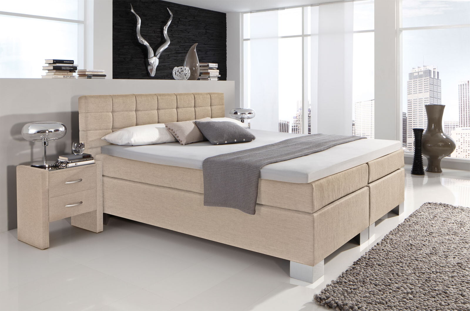 Boxspringbett Holiday beige 160x200 cm