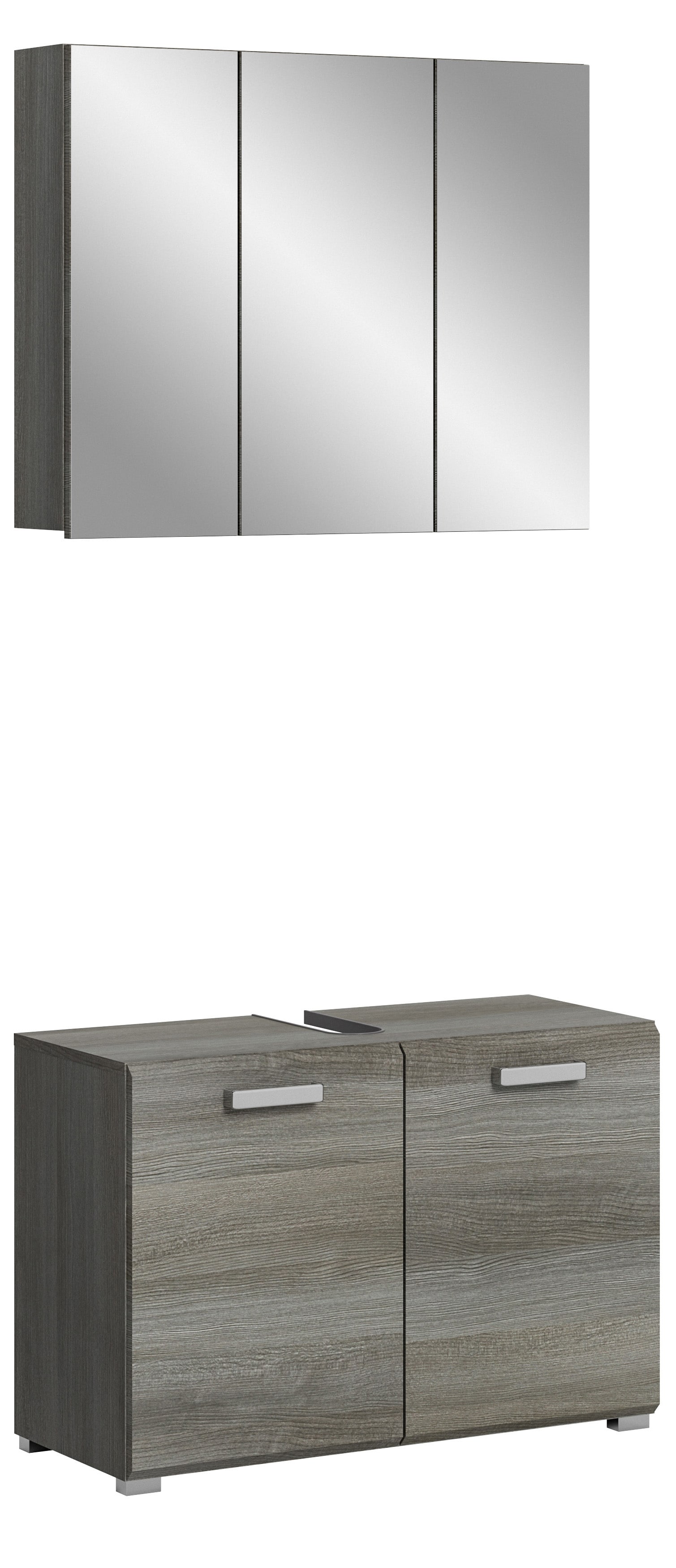 Bad-Spiegelschrank Silver 2-teilig grau B/H/T 80x185x37 cm