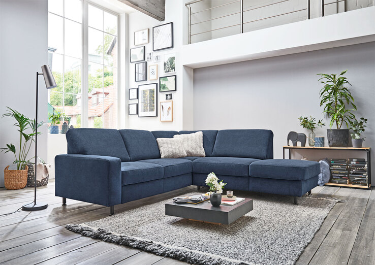 Ecksofa Rho Stoffbezug Belle Marine, Stellmaß ca. 246 x 235 cm