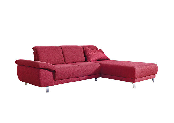 Ecksofa Star, Bezug Natura Rubinrot, Metallfüße