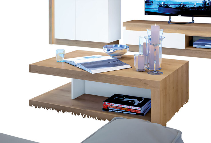 Couchtisch Lyon Riviera Eiche-Optik/Alpinweiß 106x37x68 cm