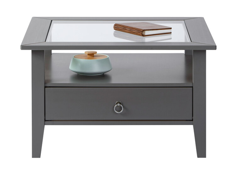 Couchtisch Valentin Massivholz Kiefer grau 75 x 45 x 75 cm