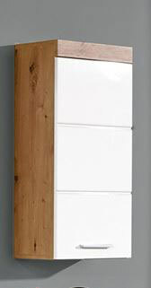Hängeschrank Amanda Weiß Hochglanz/Asteiche Nachbildung 37 x 77 x 23 cm