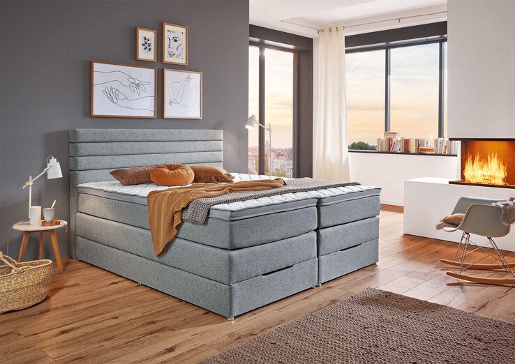 Boxspringbett Vernon Silber 180 x 200 cm