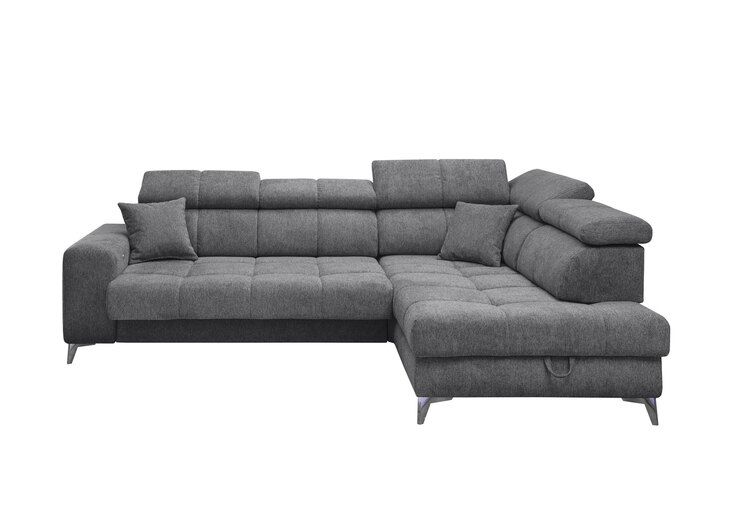 Ecksofa Sydney 282x86-105x198 grau Garnitur inkl. Kissen