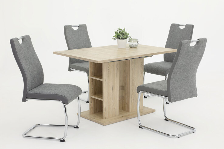 Stuhl ALINA, 2er-Set, mit Steppnähten grau, ca. 59 x 43 x 98 cm