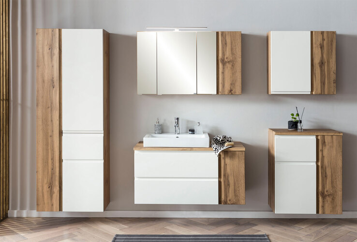 Spiegelschrank Gent braun 3-türig B/H/T 105x64x20 cm