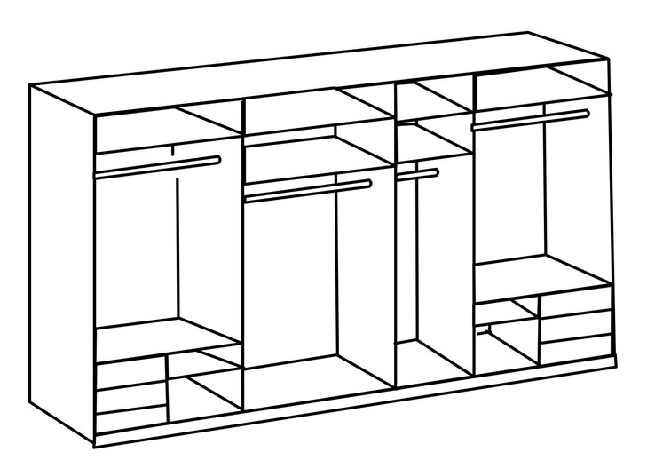 Schwebetürenschrank Level 36 A Syncro-Technik 350 x 236 cm braun/ graphit