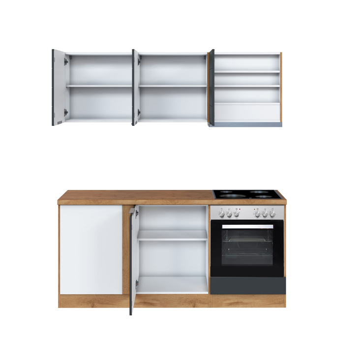 Winkelzeile Kopenhagen Matt-Grau/Wotan-Eiche NB ca. 240/180x200x60cm