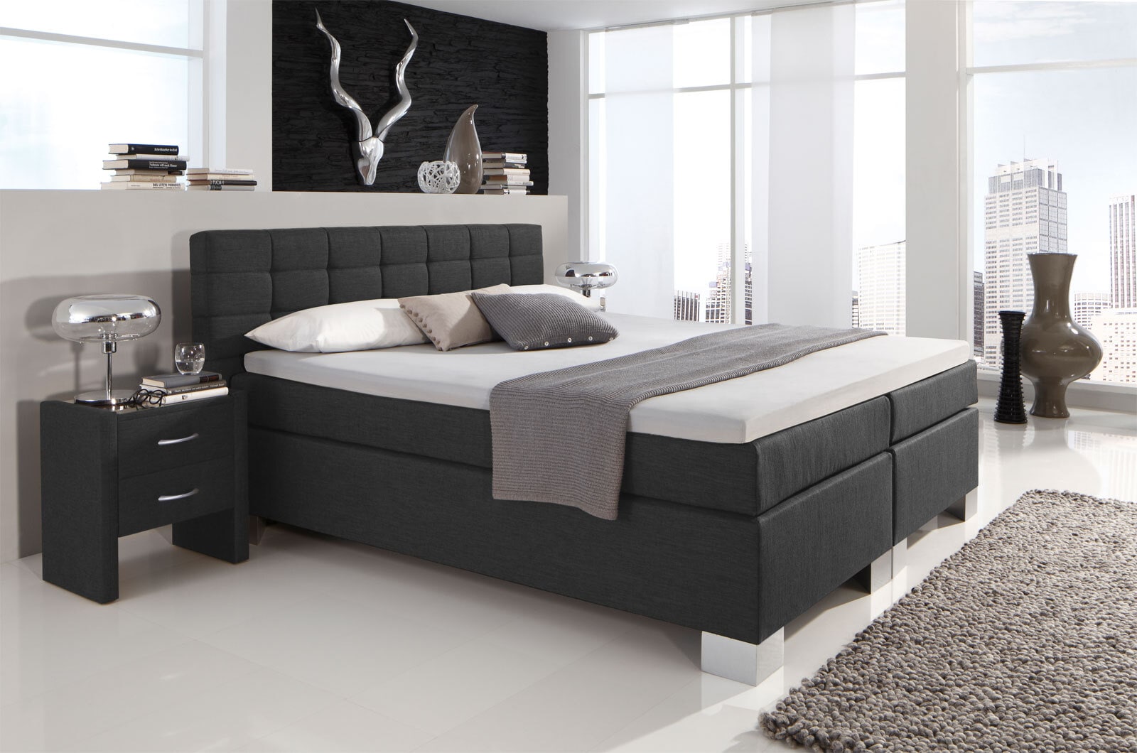 Boxspringbett Holiday anthrazit feinmeliert 160x200 cm