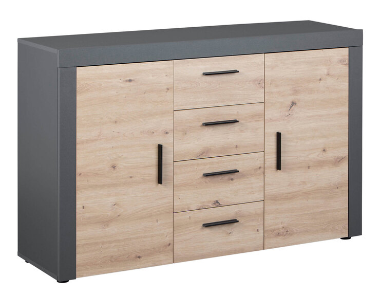 Kommode Roland 2T4S grau/braun 134x86x40 cm