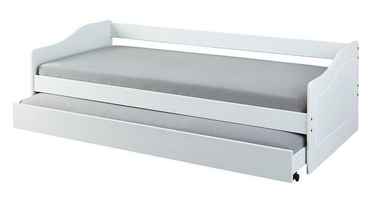 Stauraum-/Funktionsbett Lorenz 90 x 200 cm Kiefer massiv weiß lackiert