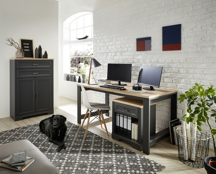 Stauraumelement Jasmin Halbhoch Graphit/Artisan Eiche NB