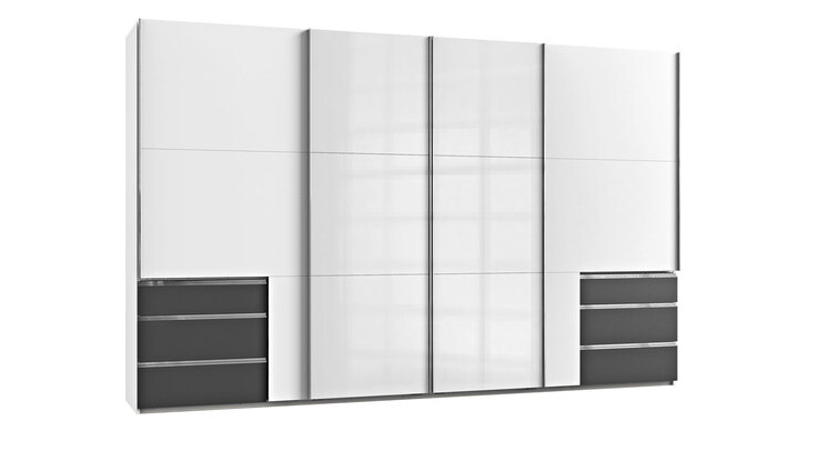 Schwebetürenschrank Level 36 C Syncro-Technik 300 x 216 cm weiß/ graphit