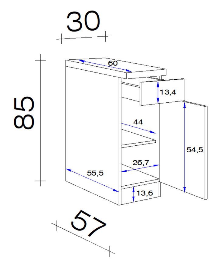Unterschrank Nano Braun 30cm x 85cm x 57cm