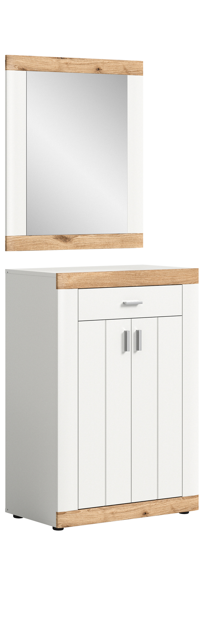 Garderobenkombination Laredo 2-teilig 74 x 191 cm Weiß/Nox-Oak-Dekor
