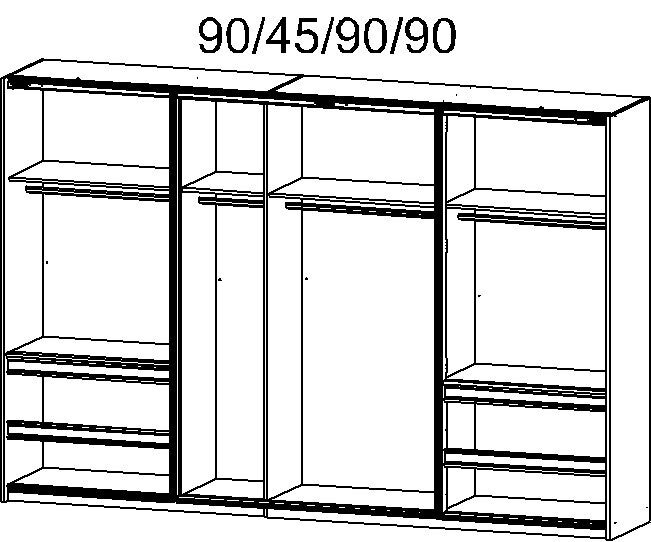 Schwebetürenschrank Fulda Weiß ca. 315 x 211 x 62 cm 