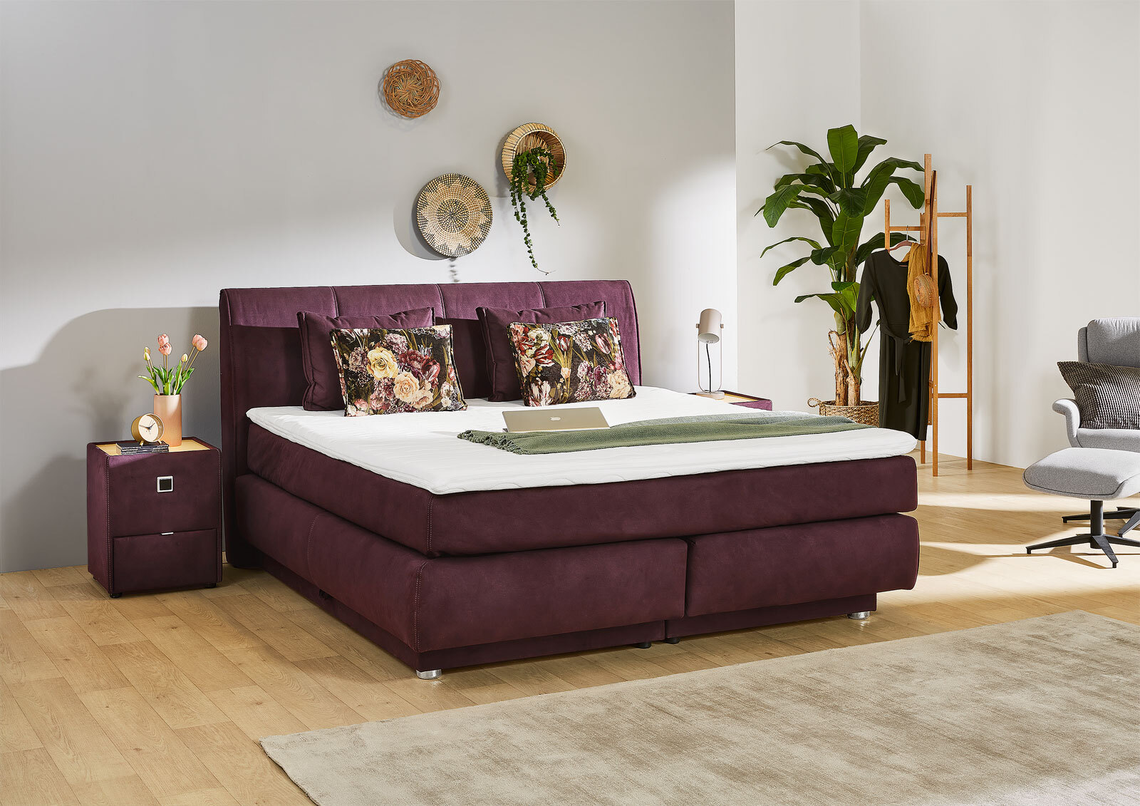 Boxspringbett Carla Mix Aubergine 180x200 cm