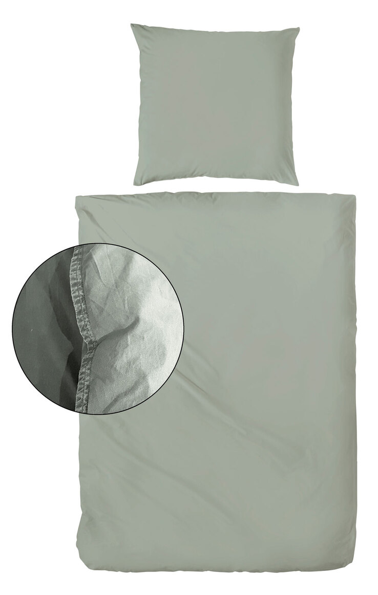 Hahn Renforcé-Bettwäsche Stonewashed 155 x 220 cm olive