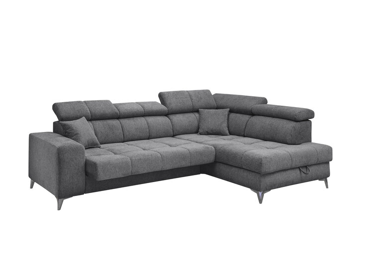 Ecksofa Sydney 282x86-105x198 grau Garnitur inkl. Kissen
