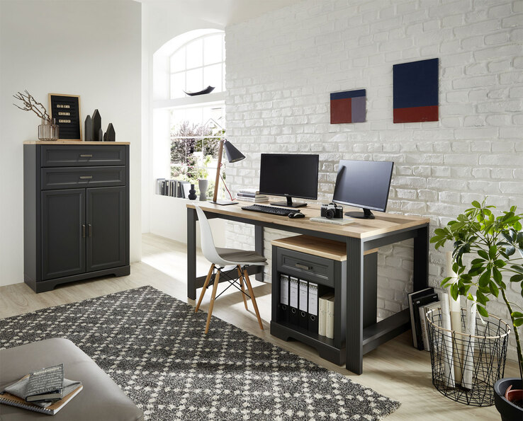 Stauraumelement Jasmin Halbhoch Graphit/Artisan Eiche NB
