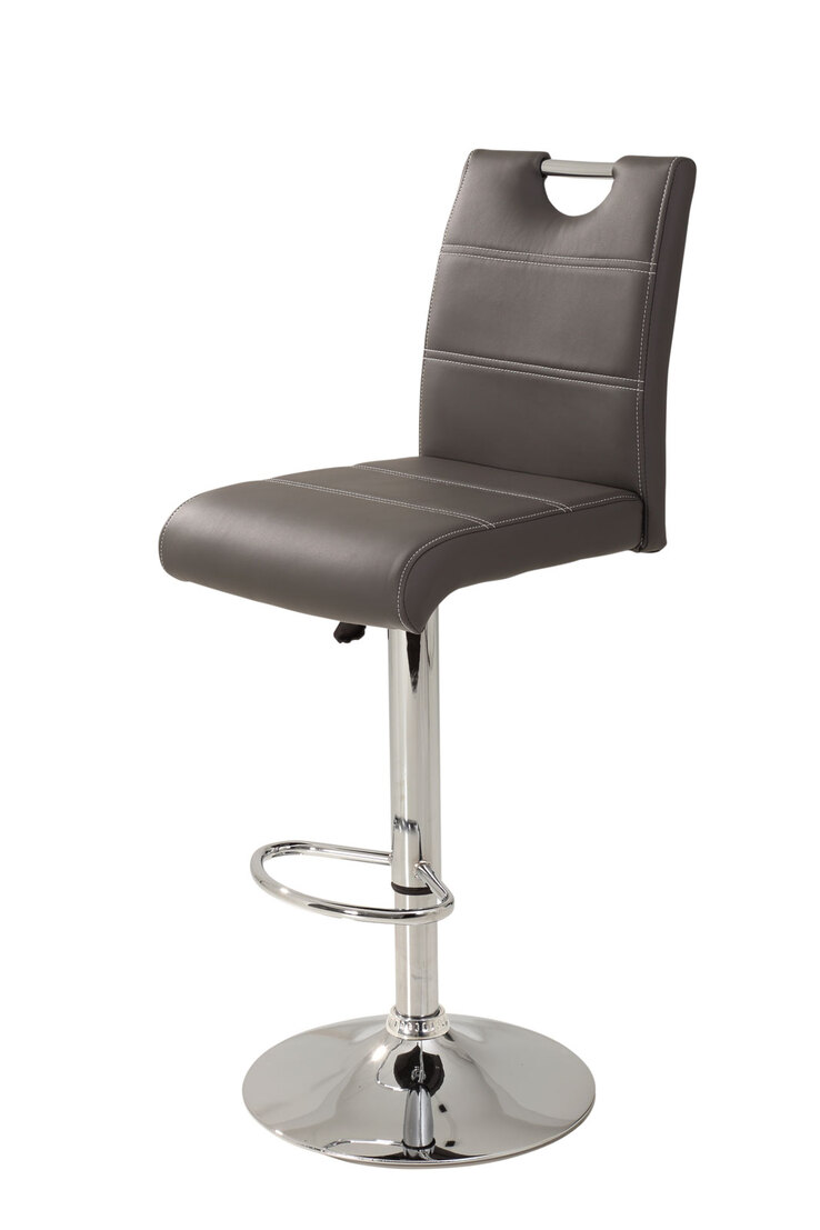 Barhocker Miranda Lederlook Grau 38x97-119x50 cm