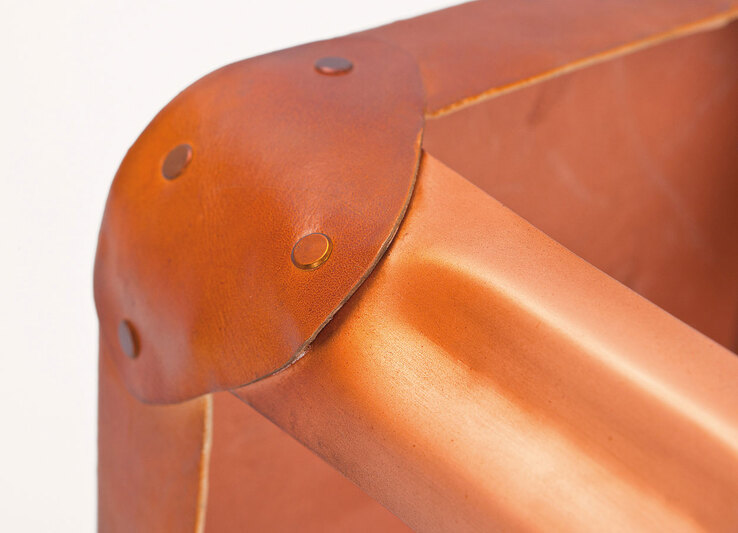 Hocker Nico Ledersitz / kupferfarbig 35 x 45 x 35 cm