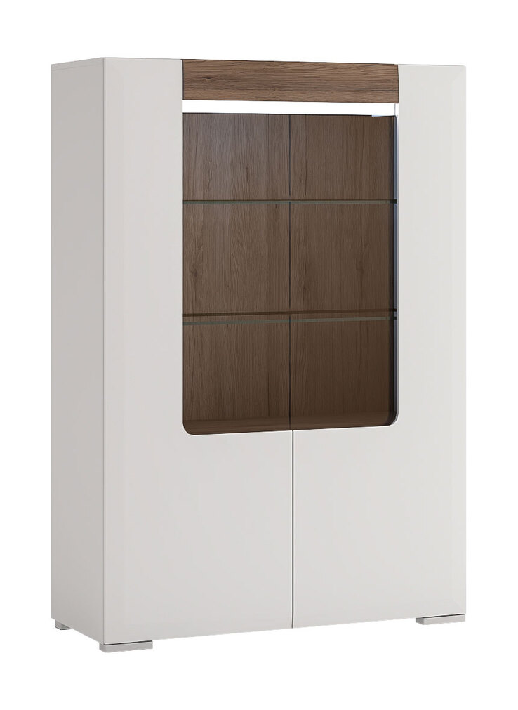 Highboard Milano Alpinweiß/Weiß Hochglanz/San Remo dunkel ca. 100 x 146 x 42 cm