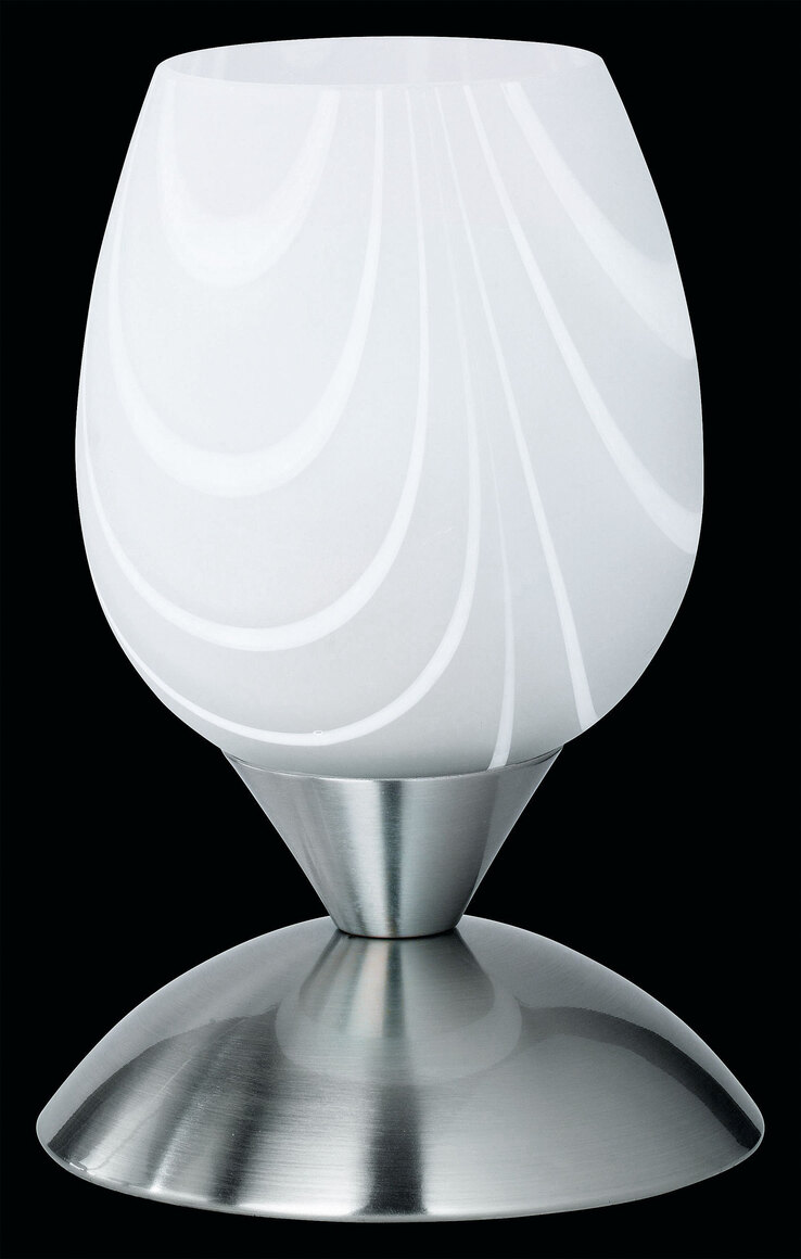 Tischleuchte -Touch me- Massa Nickel/Matt Weiß Dekor H18/Ø12 cm