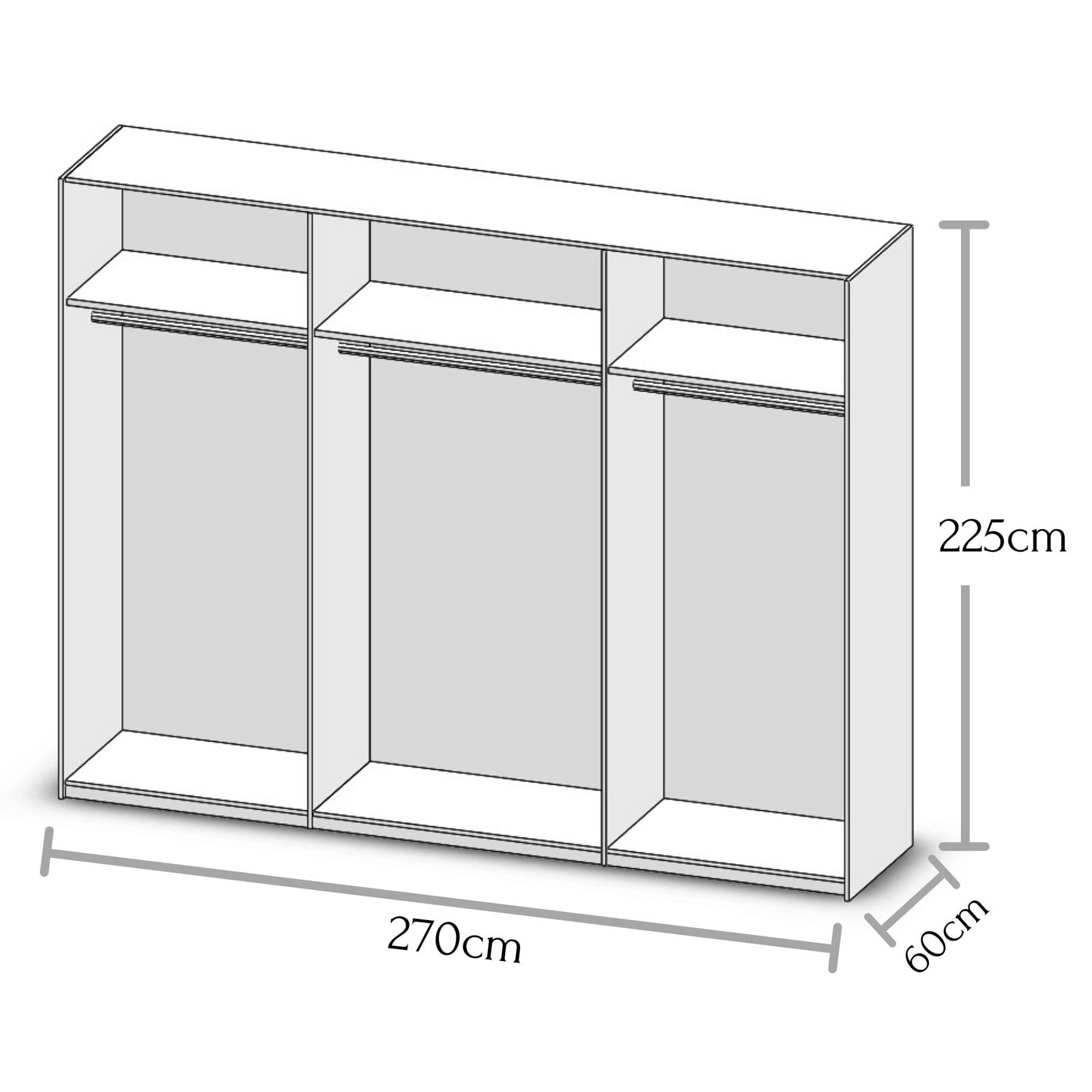 Kleiderschrank Forest Wildeiche Nachbildung/Basaltgrau Nachbildung ca. 270 x 225 x 60 cm 