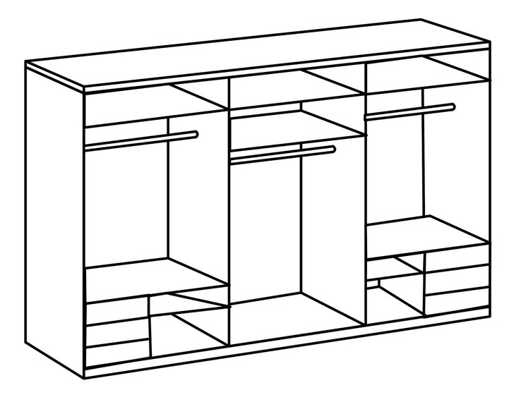 Schwebetürenschrank Level 36 A Syncro-Technik 300 x 236 cm weiß/ Spiegel