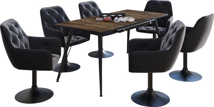 Stuhl BIRTE, Samtvelour Vintage Anthrazit