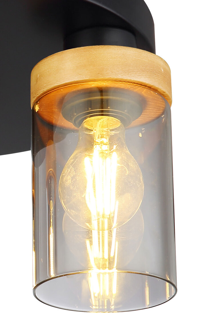 GLOBO Retrofit Deckenlampe Finca 39x21 cm schwarz/Holz