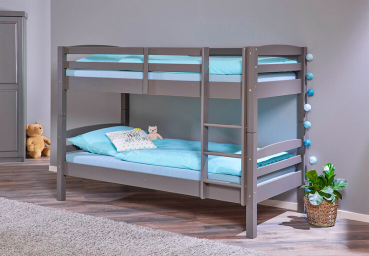 Etagenbett Neo 90 x 200 cm Kiefer massiv grau lackiert