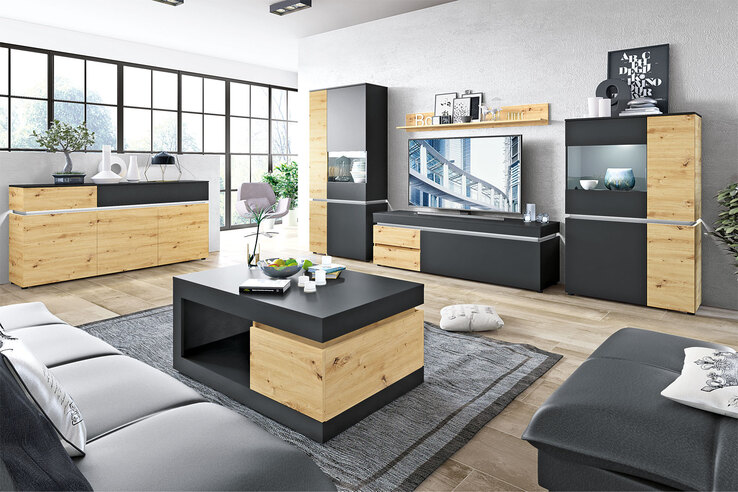 Sideboard Luci Eiche Artisan Nachbildung/Grau 180,5 x 90 x 40 cm