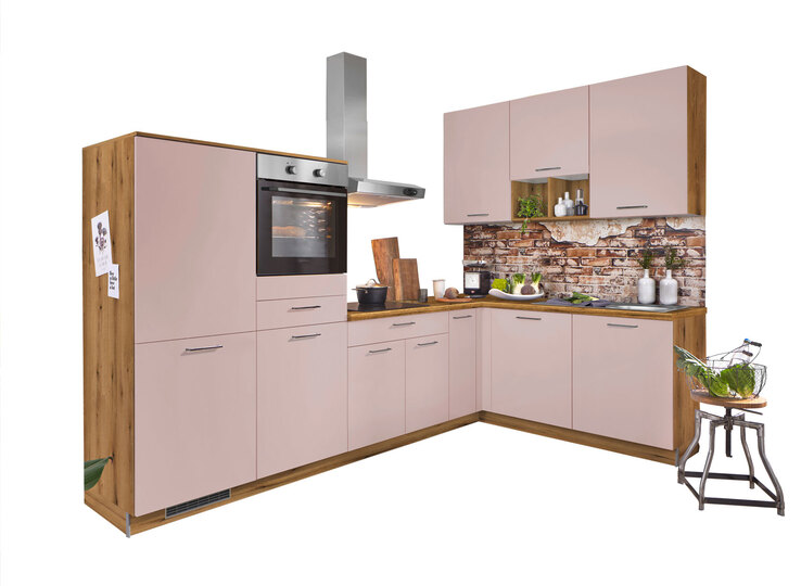 Winkelküche PN105 Antikrosa/Evoke Eiche 305 x 185 cm