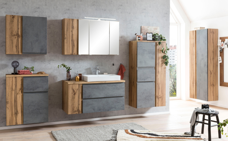 Spiegelschrank Gent braun 3-türig B/H/T 105x64x20 cm