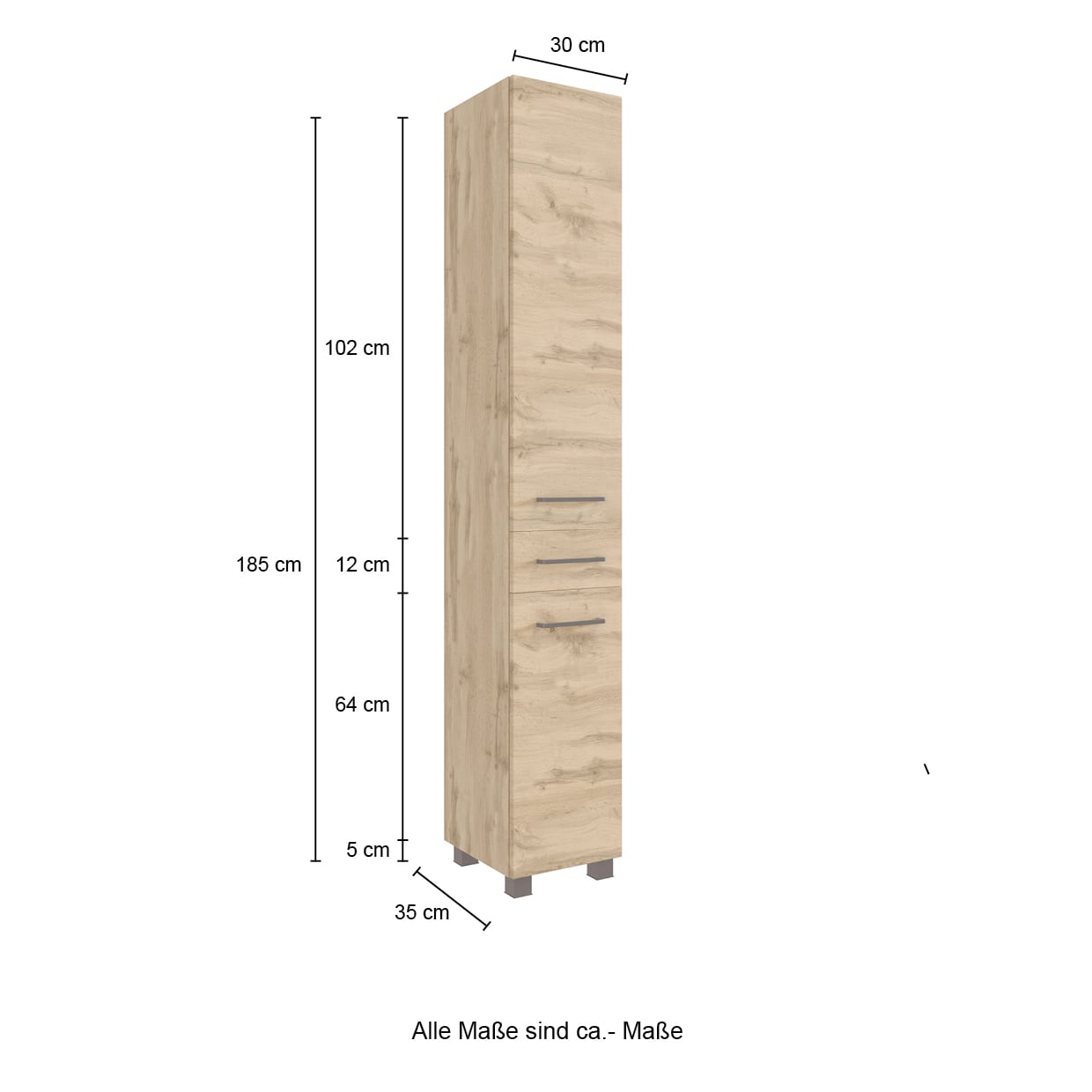 Badkombination Limburg braun 3-teilig B/H/T 90x200x35 cm 