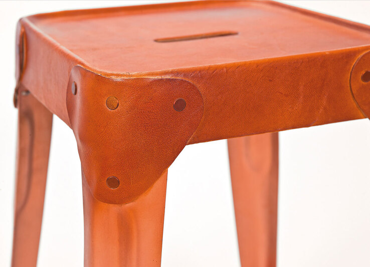 Hocker Nico Ledersitz / kupferfarbig 35 x 45 x 35 cm