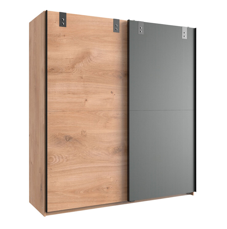 Schwebetürenschrank Liverpool Plankeneiche Nachbildung/Graphit ca. 180 x 198 x 64 cm