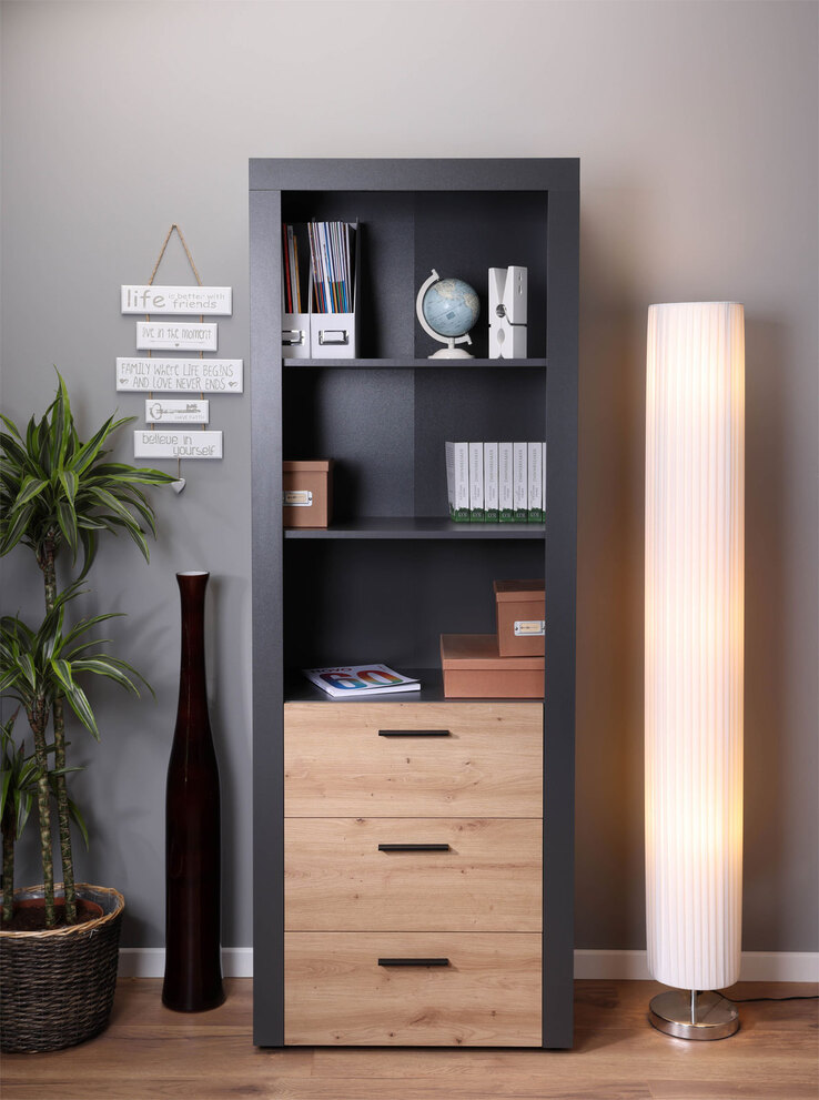 Regal Roland grau/braun 68,6x190x41,6 cm